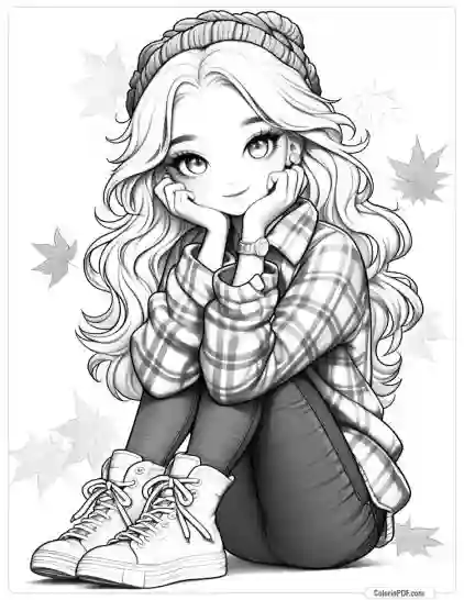 Autumn Girl Coloring Pages