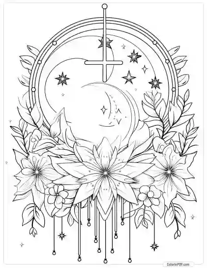 Boho Chic Moon Adult Coloring Pages 