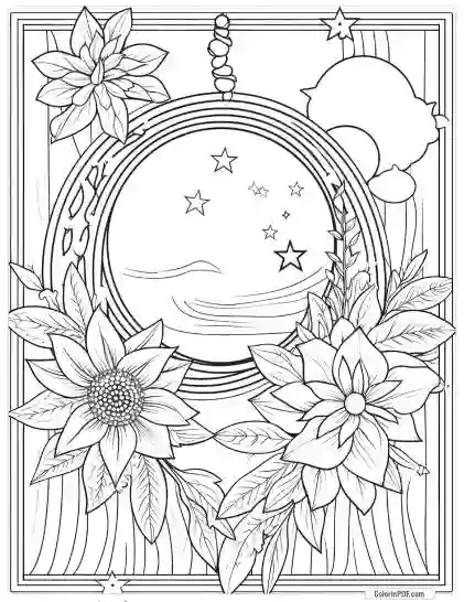 Boho Chic Moon Adult Coloring Pages 