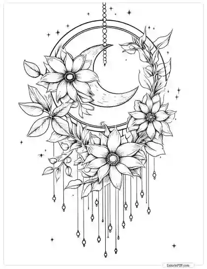 Boho Chic Moon Adult Coloring Pages 