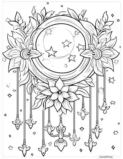 Boho Chic Moon Adult Coloring Pages 