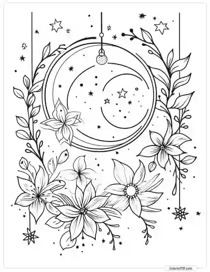 Boho Chic Moon Adult Coloring Pages 