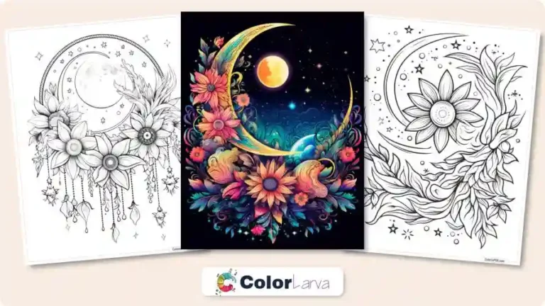 Boho Chic Moon Adult Coloring Pages