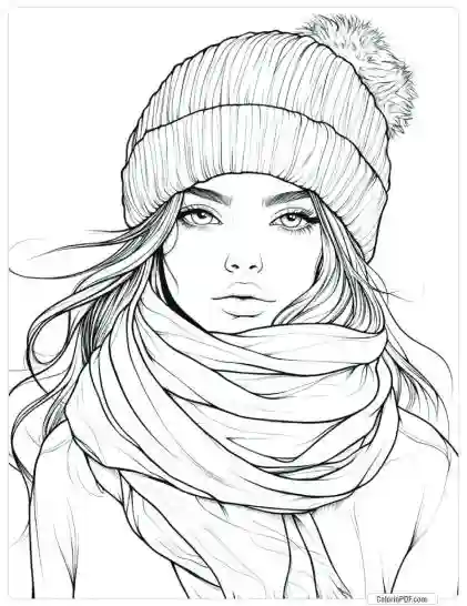 Cozy Girl Coloring Pages