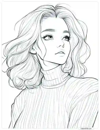 Cozy Girl Coloring Pages