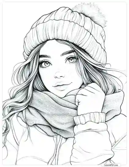 Cozy Girl Coloring Pages