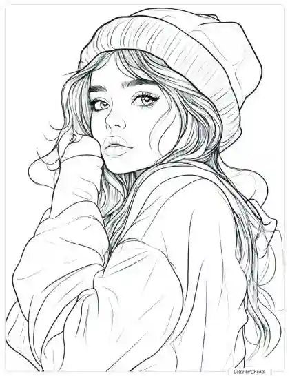 Cozy Girl Coloring Pages