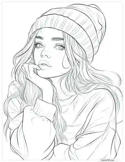 Cozy Girl Coloring Pages