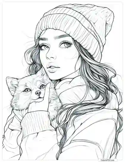 Cozy Girl Coloring Pages