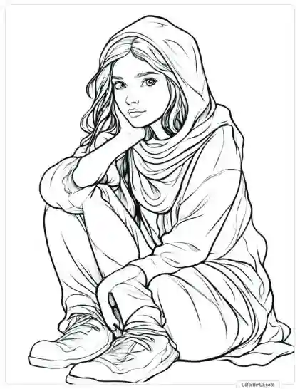 Cozy Girl Coloring Pages