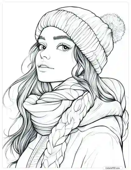 Cozy Girl Coloring Pages