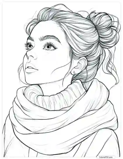 Cozy Girl Coloring Pages