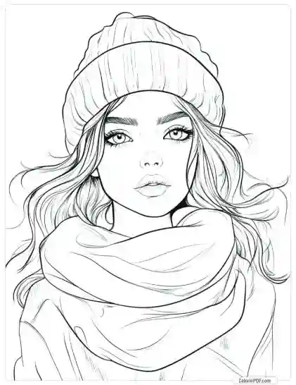 Cozy Girl Coloring Pages