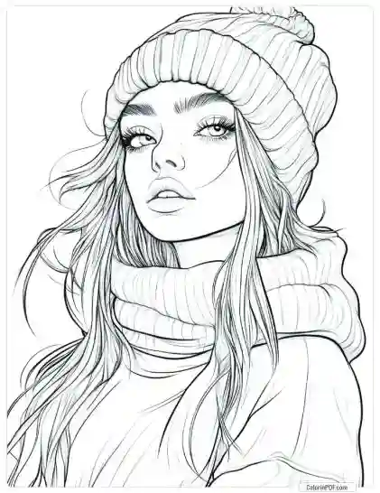 Cozy Girl Coloring Pages