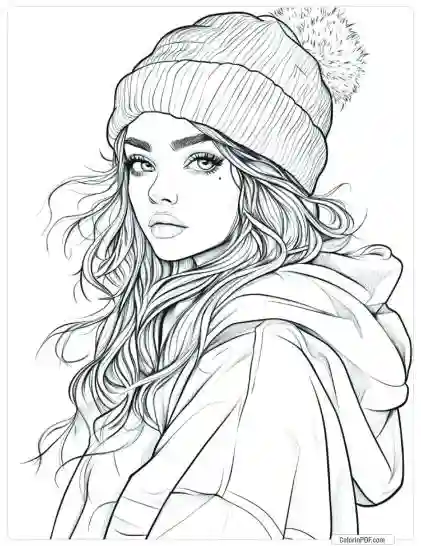 Cozy Girl Coloring Pages