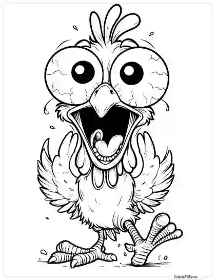 Crazy Chicken Coloring Pages