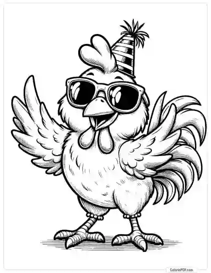 Crazy Chicken Coloring Pages