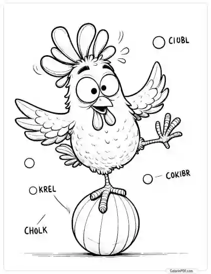 Crazy Chicken Coloring Pages