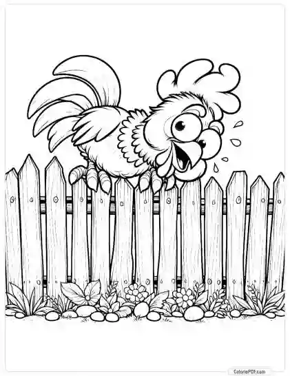 Crazy Chicken Coloring Pages