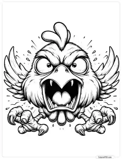 Crazy Chicken Coloring Pages