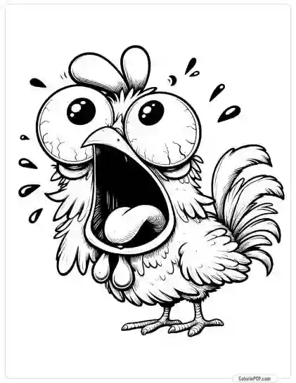 Crazy Chicken Coloring Pages