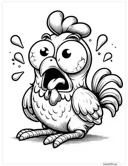 Crazy Chicken Coloring Pages