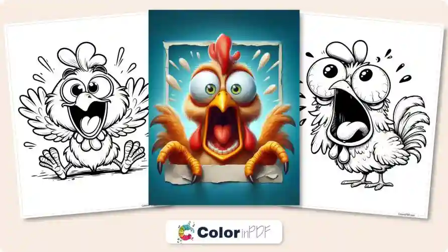 Crazy Chicken Coloring Pages for Kids