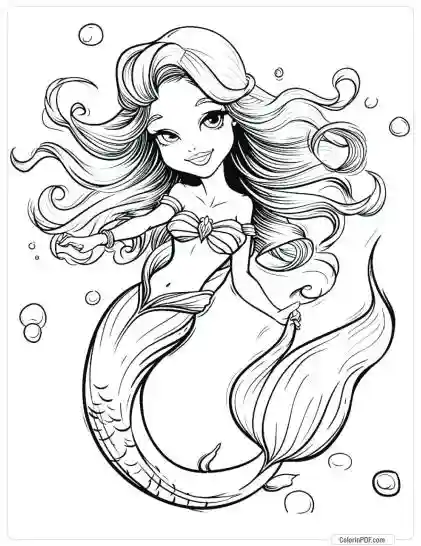 Cute Mermaid Coloring Pages