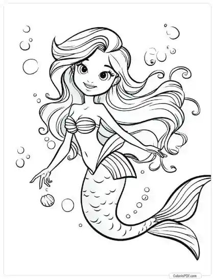 Cute Mermaid Coloring Pages