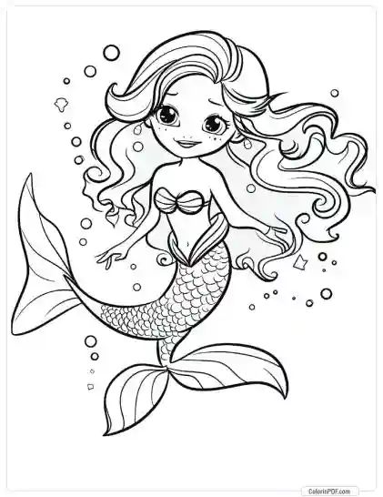 Cute Mermaid Coloring Pages