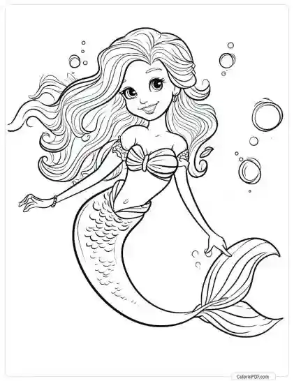 Cute Mermaid Coloring Pages