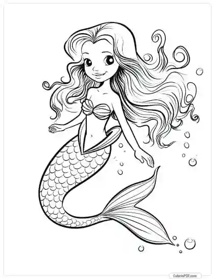 Cute Mermaid Coloring Pages