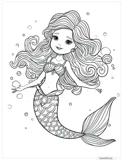 Cute Mermaid Coloring Pages