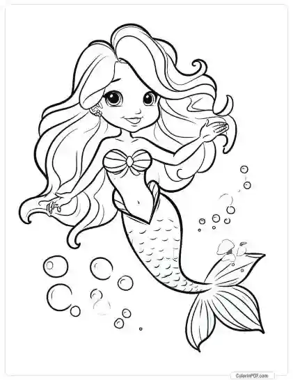 Cute Mermaid Coloring Pages