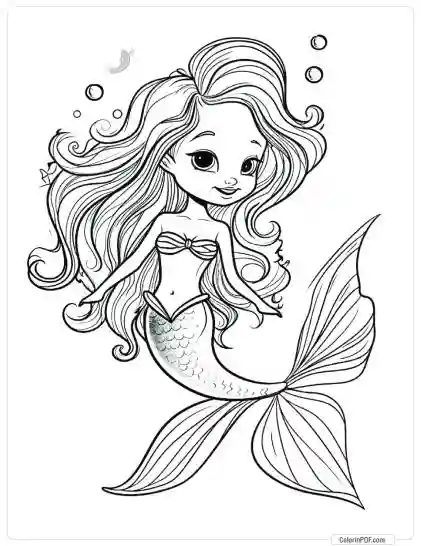 Cute Mermaid Coloring Pages