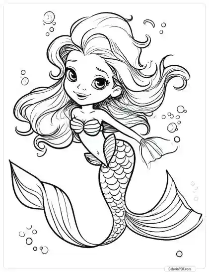 Cute Mermaid Coloring Pages