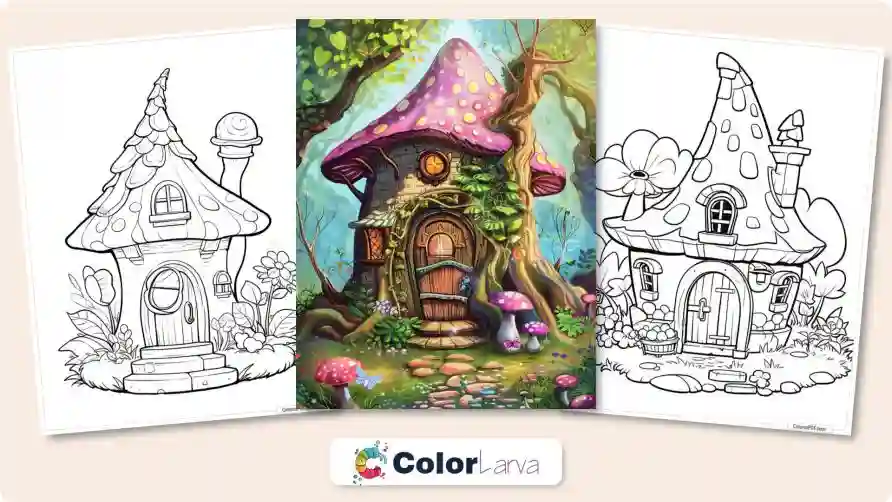 Fairy Houses Adult Coloring Pages