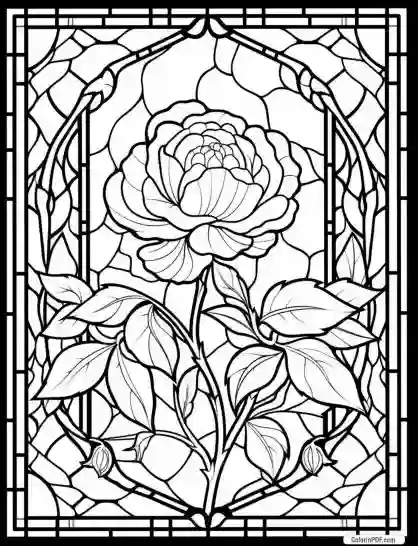 Floral Stained Glass Coloring Pages