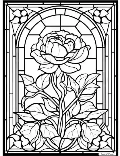 Floral Stained Glass Coloring Pages