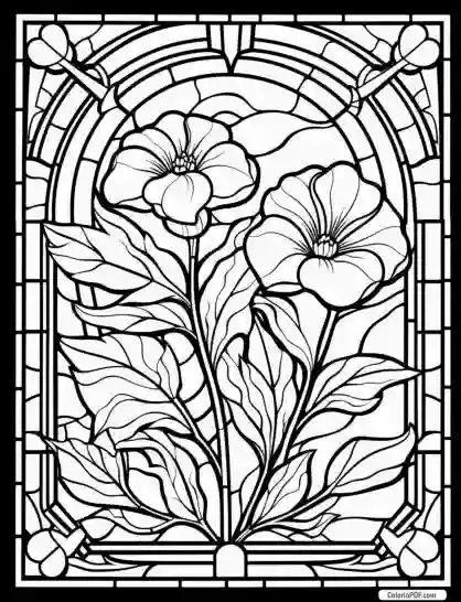 Floral Stained Glass Coloring Pages