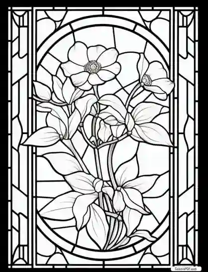 Floral Stained Glass Coloring Pages