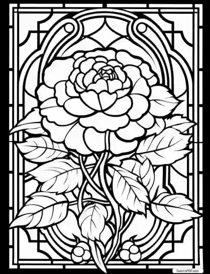 Floral Stained Glass Coloring Pages