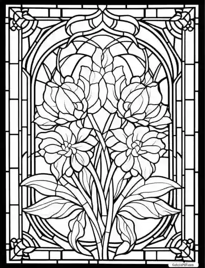 Floral Stained Glass Coloring Pages