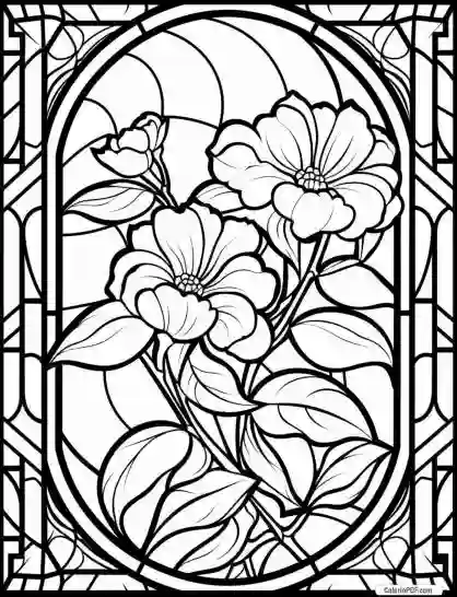 Floral Stained Glass Coloring Pages