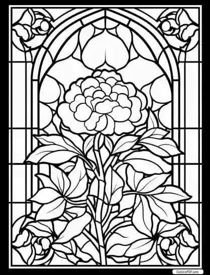 Floral Stained Glass Coloring Pages