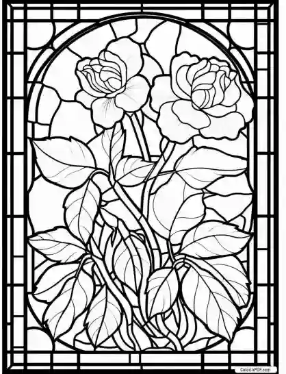 Floral Stained Glass Coloring Pages