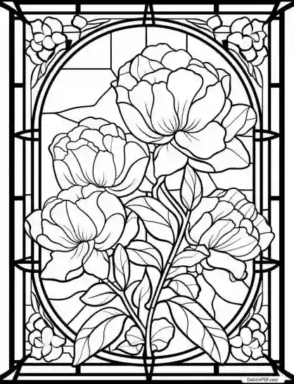 Floral Stained Glass Coloring Pages