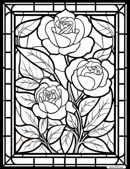 Floral Stained Glass Coloring Pages