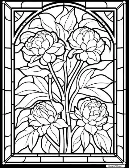 Floral Stained Glass Coloring Pages