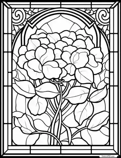 Floral Stained Glass Coloring Pages